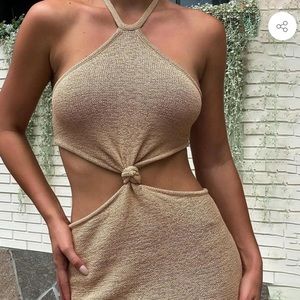 NWT Halter MIDI Dress, Beige, size small